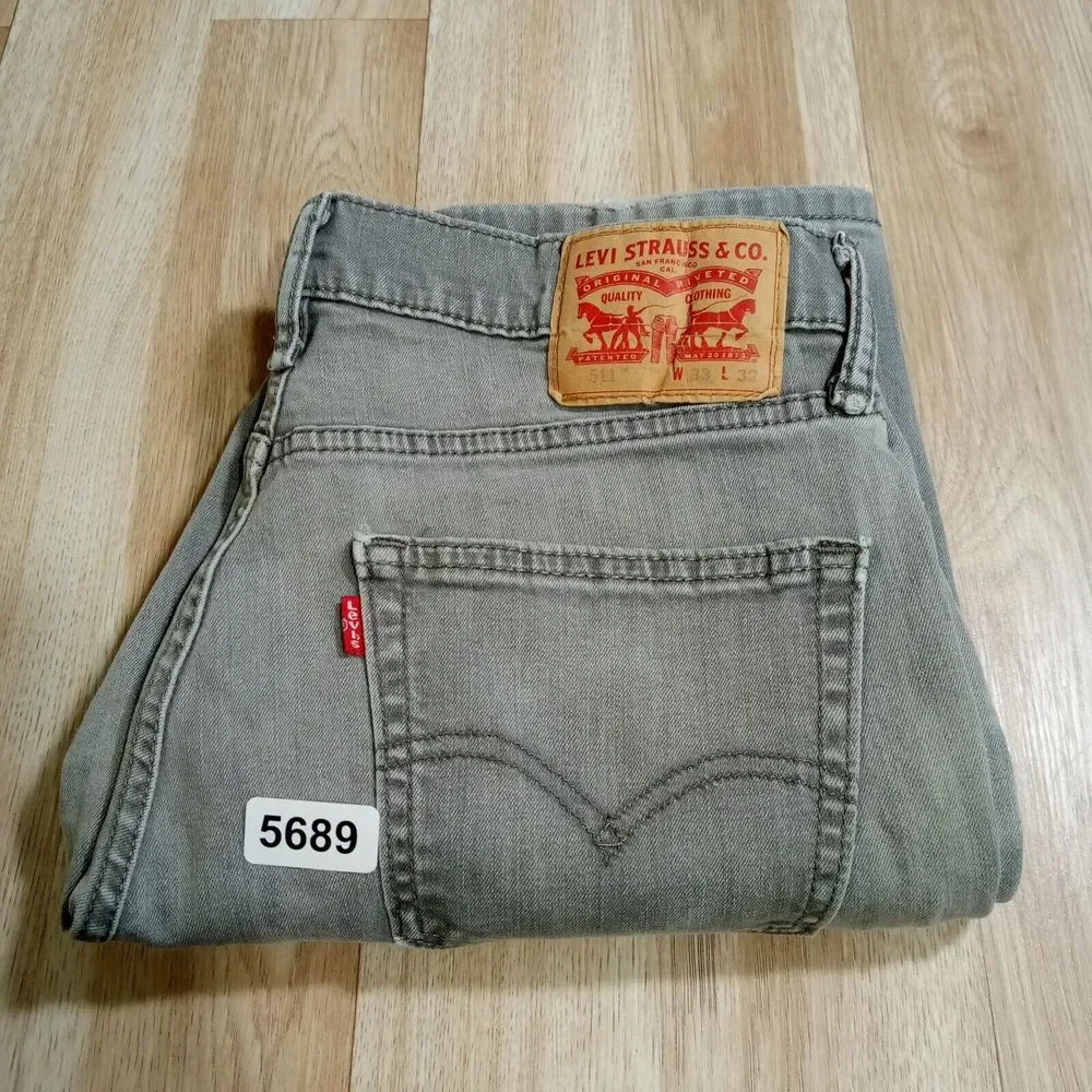 Levis 511 Jeans‎ Mens 33x32 Slim Fit Stretch Denim Cotton Blend Gray